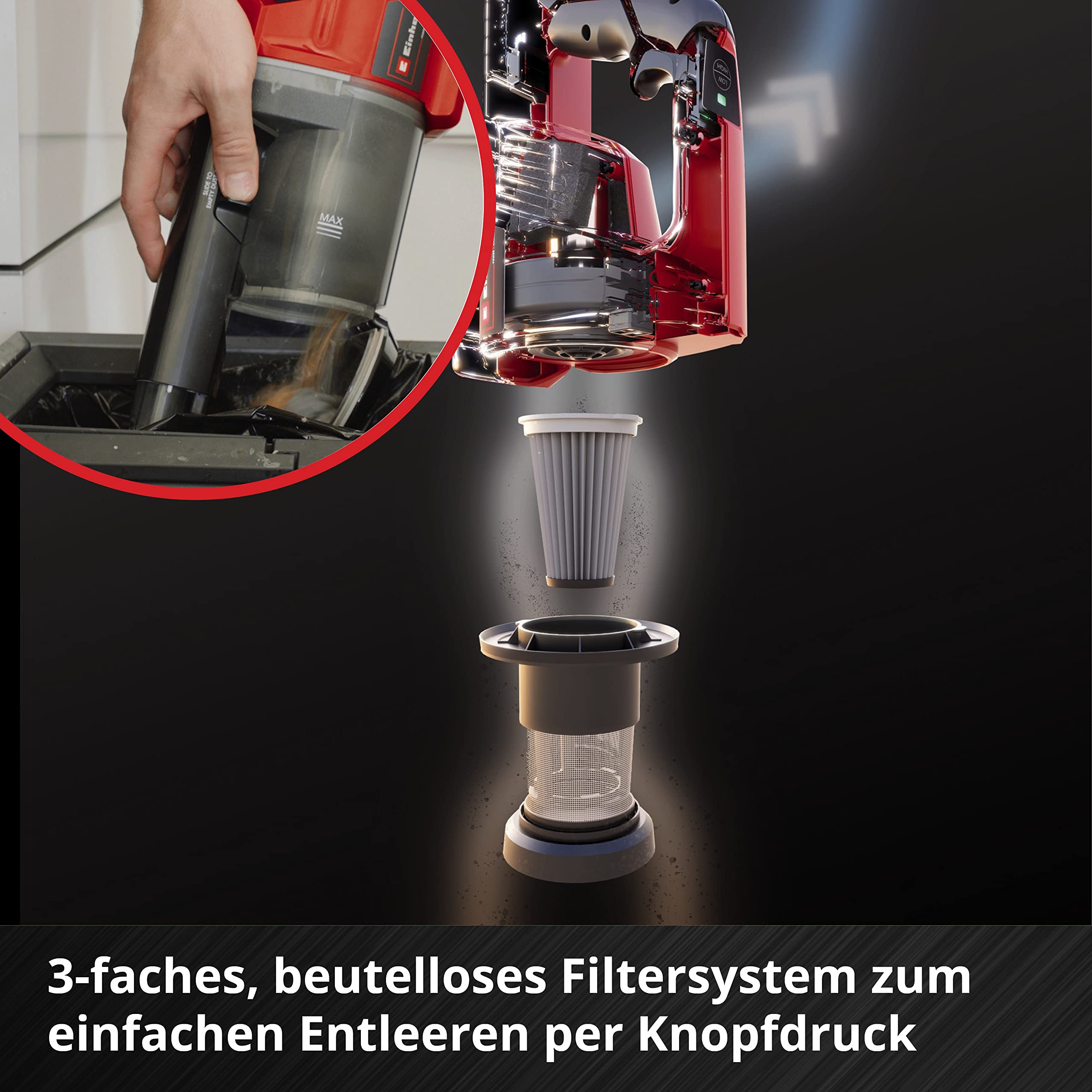 Einhell Akku-Stielstaubsauger TE-SV 18 Li-Solo Power X-Change 18V, beutellos, BOOST-Mode, ohne Akku